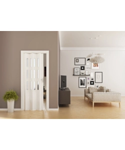 PORTA A SOFFIETTO DA INTERNO "LUCIANA" BIANCO CON VETRO 88,5X214 CM